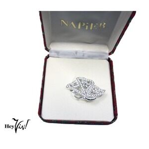 Vintage Stylized Rhinestone Butterfly 1" Pin Original Napier Gift Box - Hey Viv